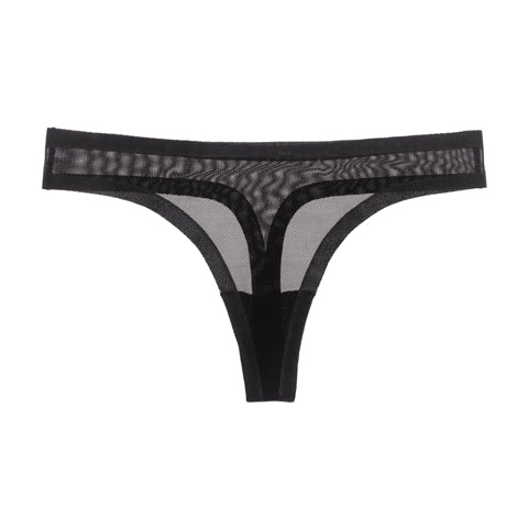 Black Mesh Thong