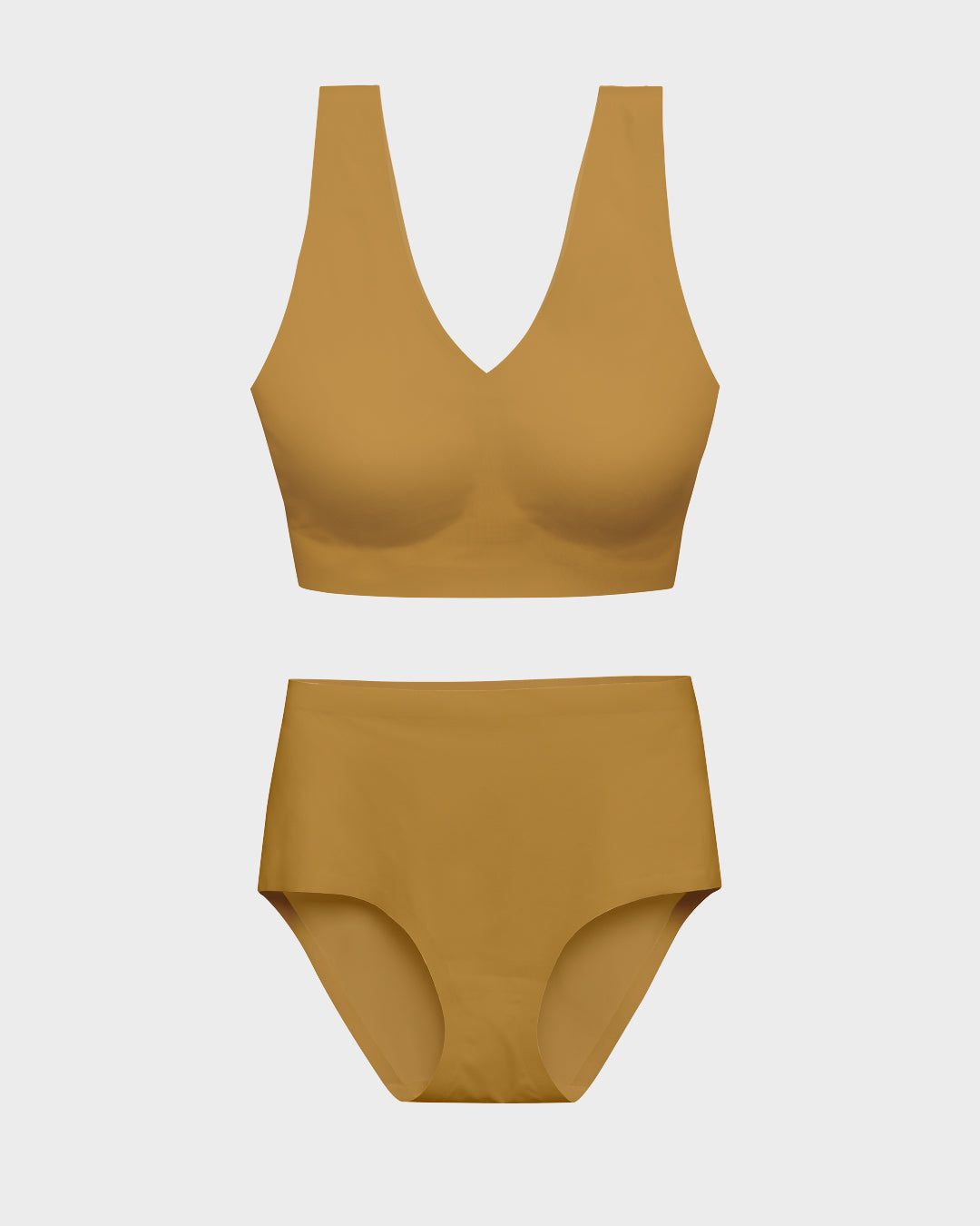 Butternut wireless bralette brief set on a light gray background