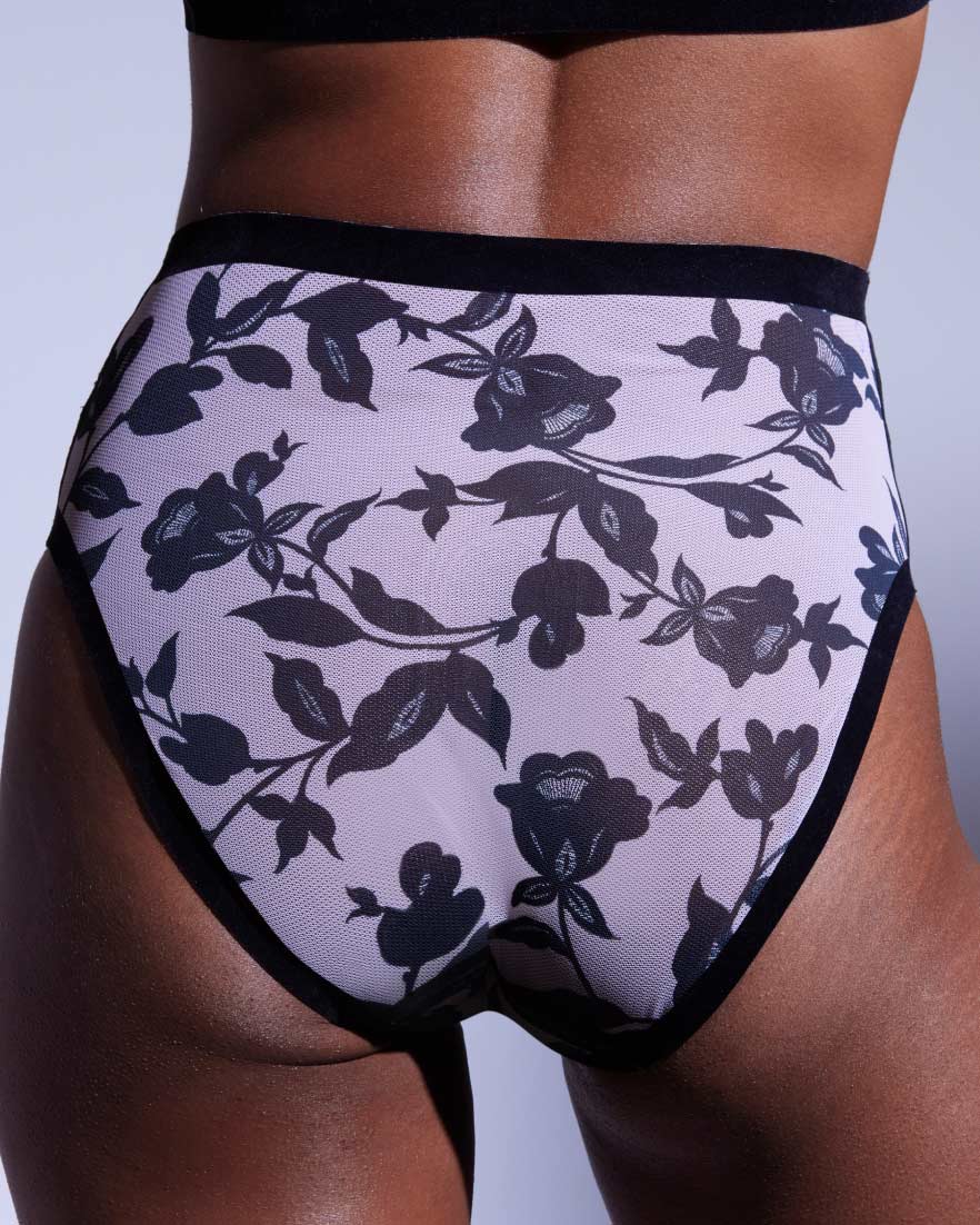 Onyx Mesh High Cut High Waisted