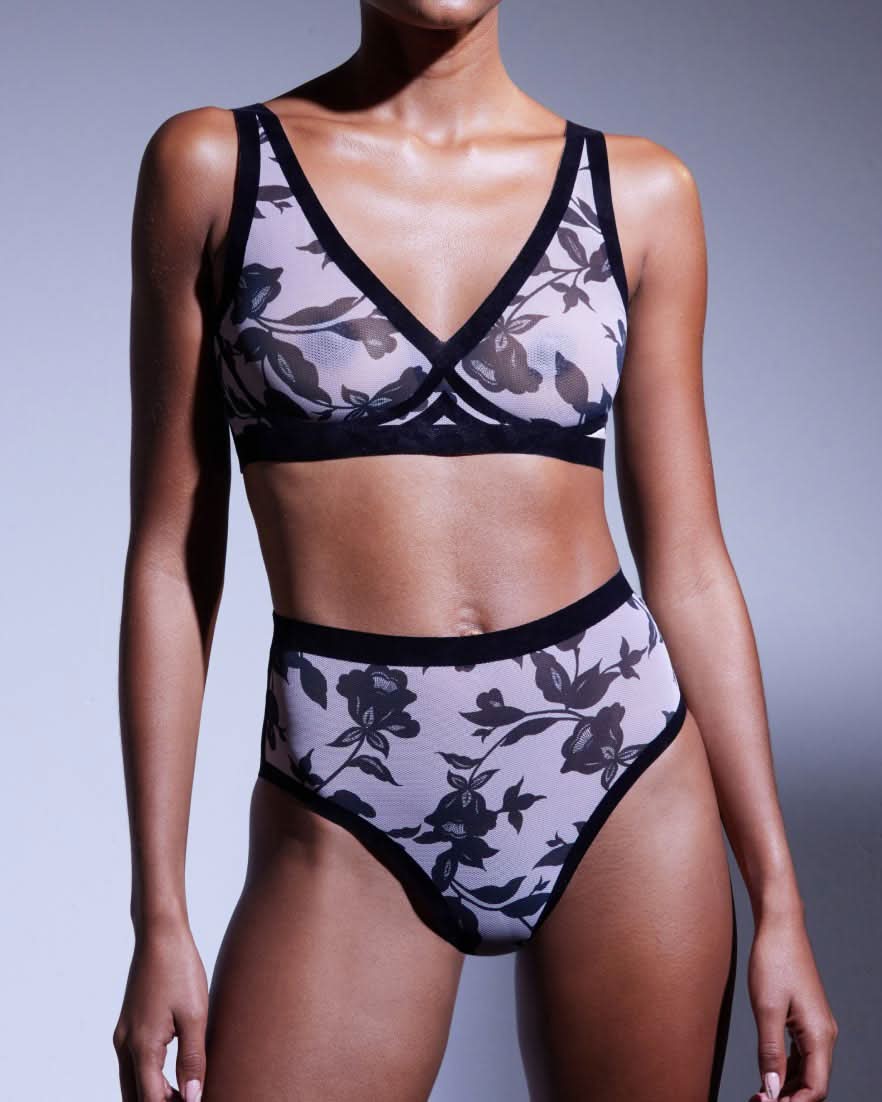 Onyx Mesh High Cut High Waisted