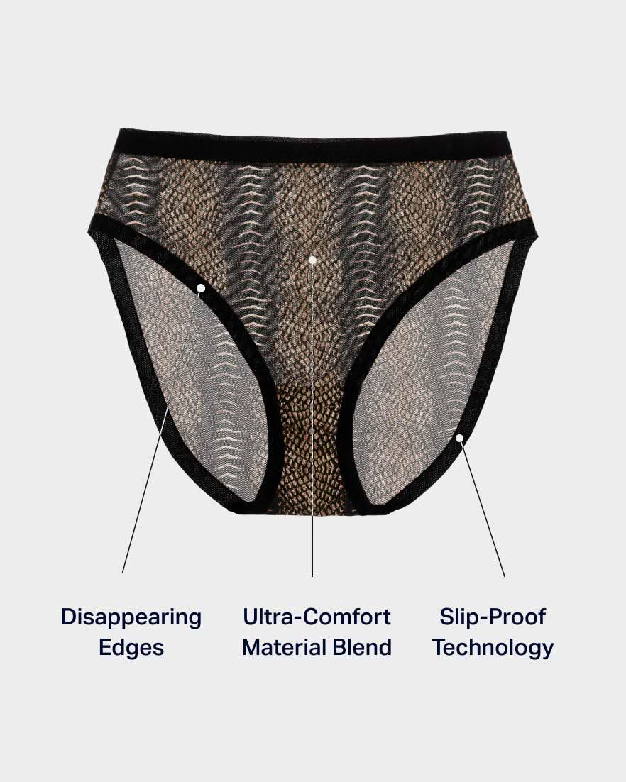 Reptile Stripe Mesh High Cut High Waisted