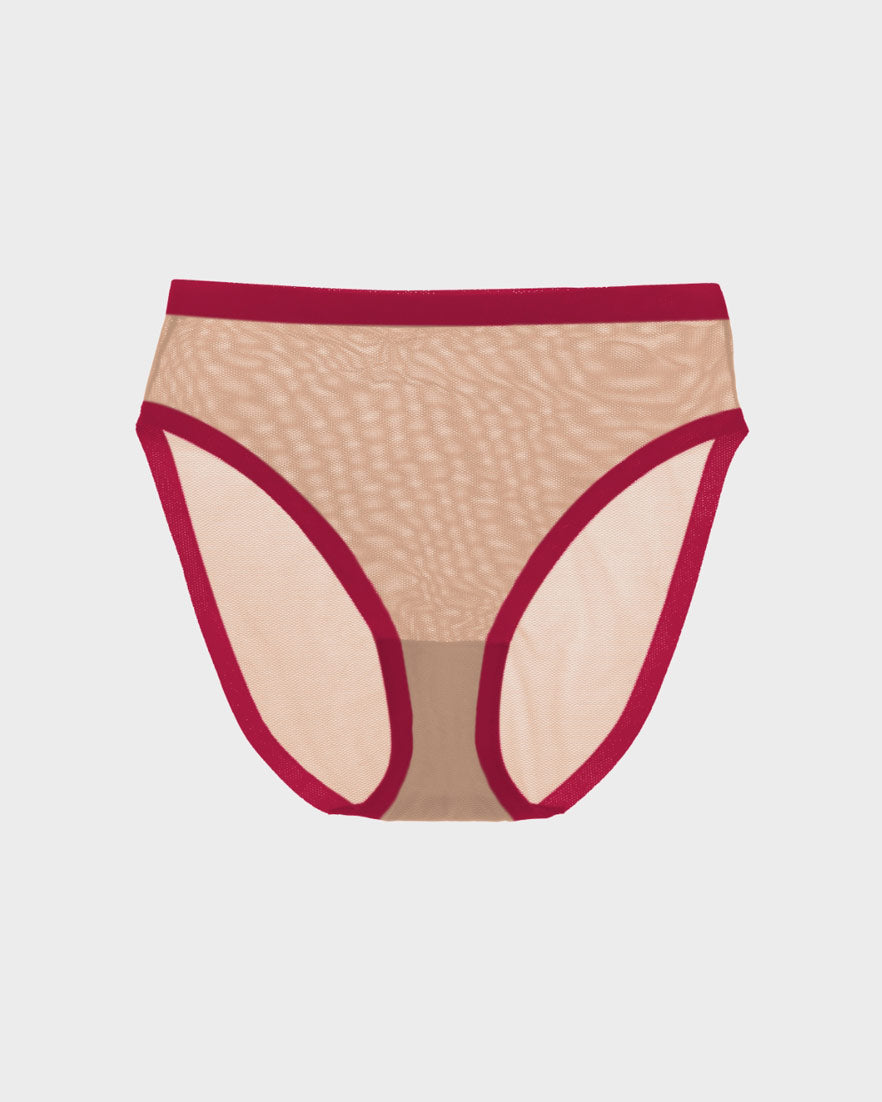 Taupe Mesh High Cut High Waisted