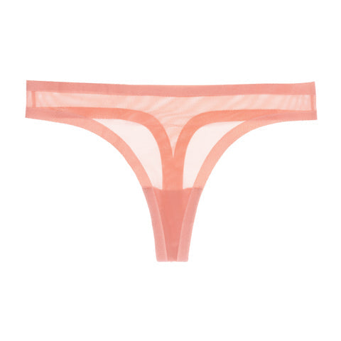 Coral Pink Mesh Thong